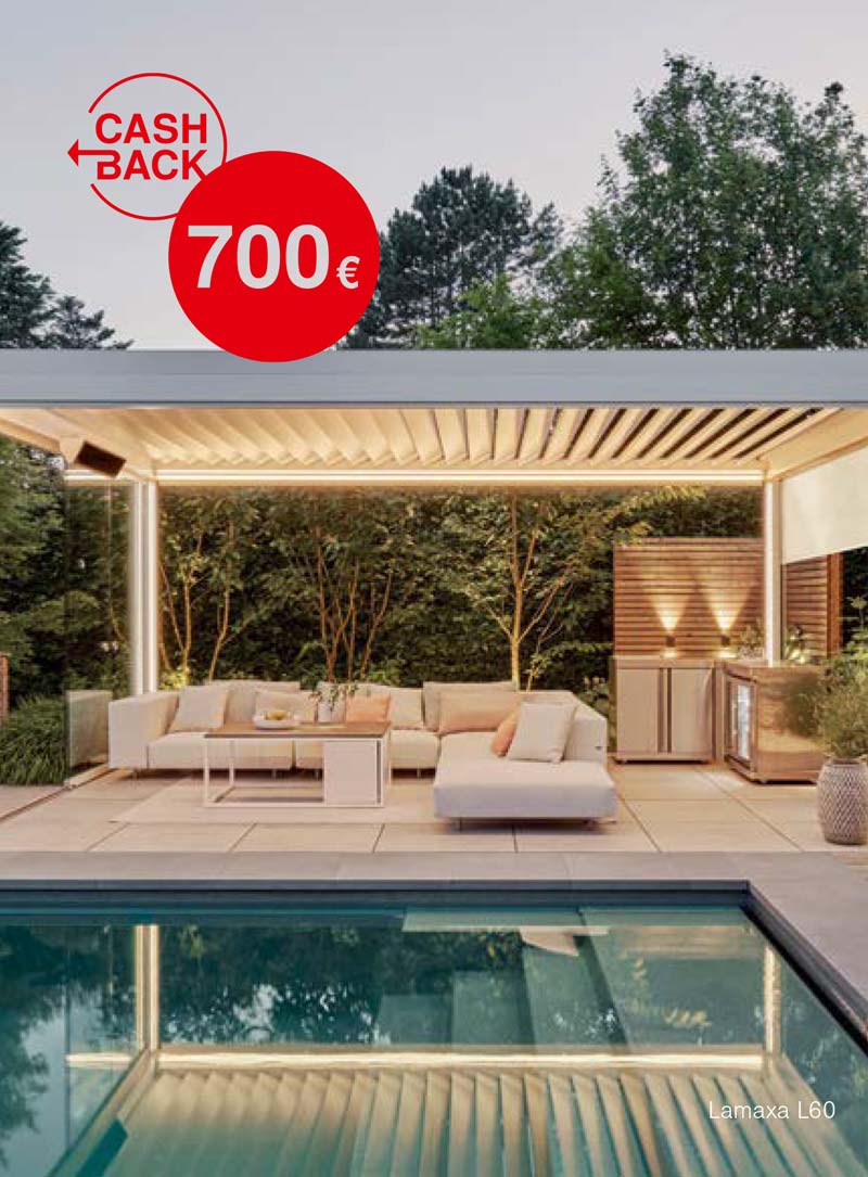 Bis zu 700€ Cashback auf ausgewählte Lamaxa Lamellendächer