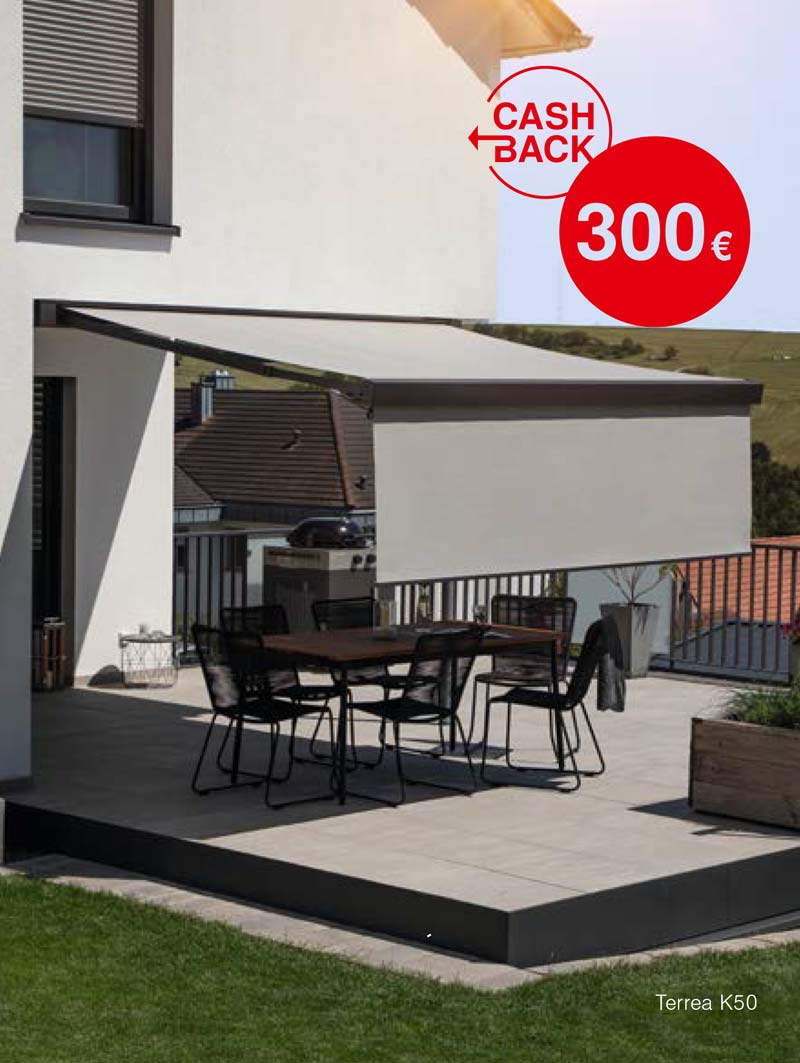 Bis zu 300€ Cashback auf ausgewählte Terrea Markisen